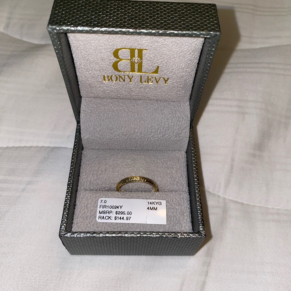 Bony Levy 14k Yellow Gold Detailed Ring Womens Size 7